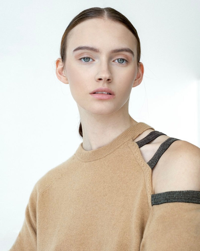 Open Shoulder With Metal Strap Camel ShopSixtyFive open-shoulder-with-metal-strap-camel-shopsixtyfive
