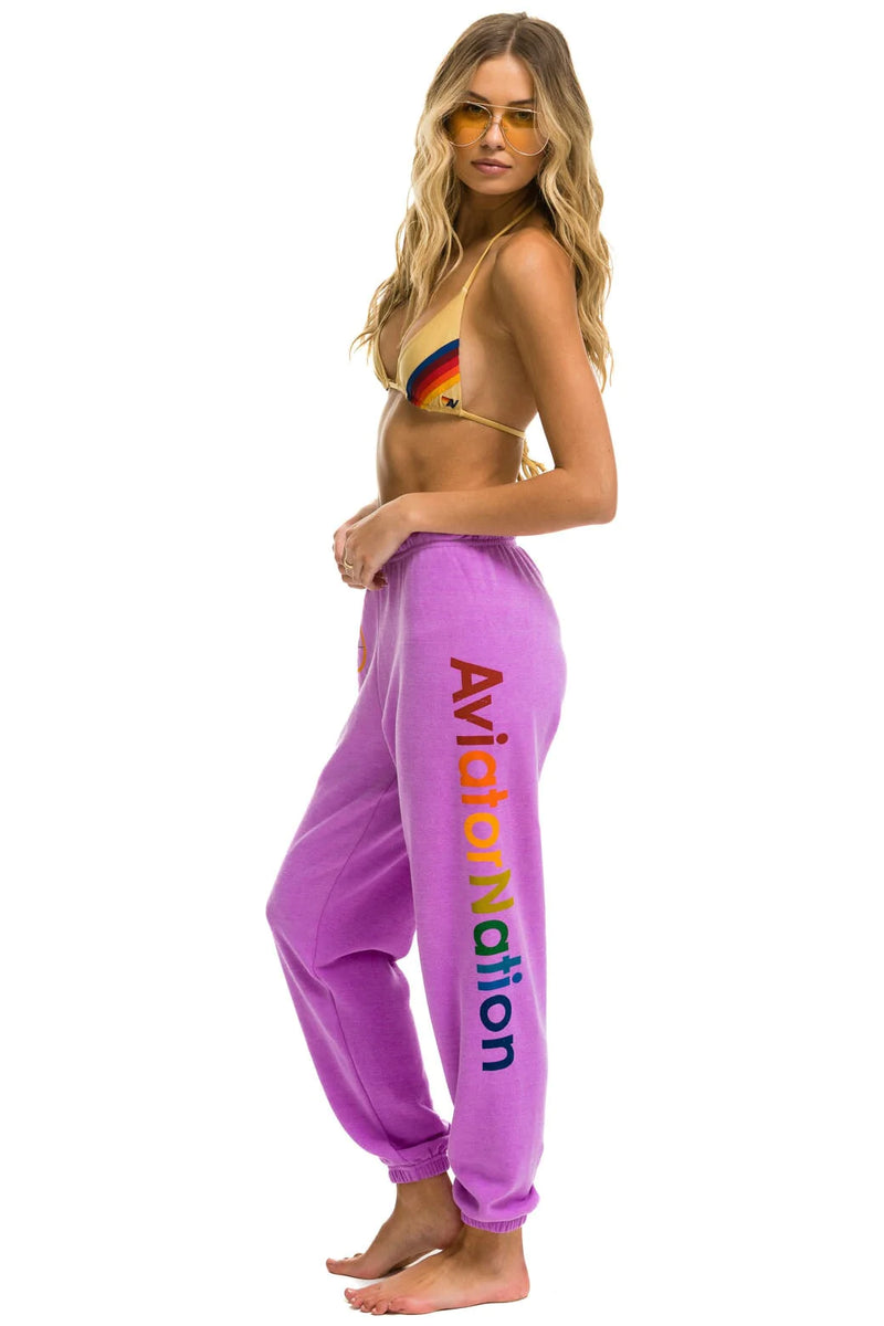 AVIATOR NATION LOGO SWEATPANTS - NEON PURPLE