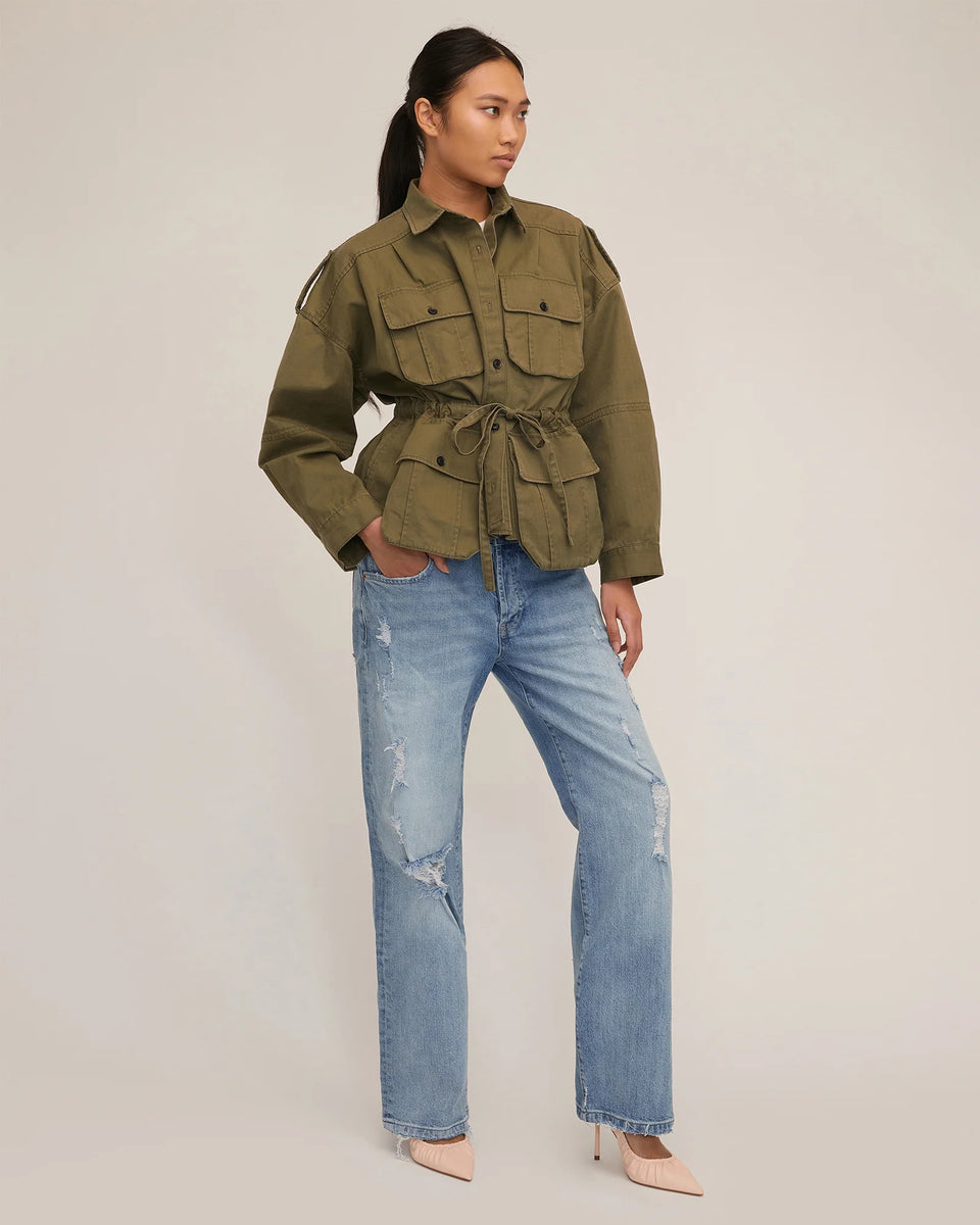 Marissa Webb Dante Washed Canvas Cropped Utility Jacket Military Green