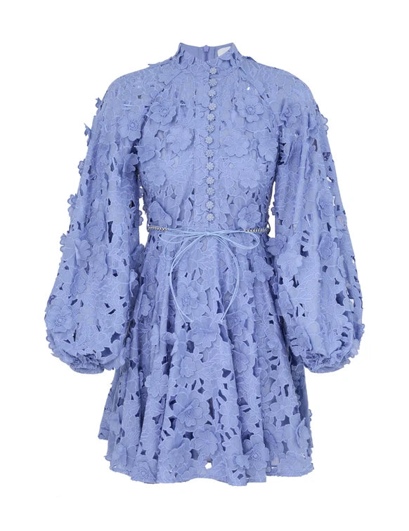 lace high neck long sleeve tiered mini dress Hellymoon Women Elagant White Lace Graduation Dress High Neck Corset Short Homecoming Dress