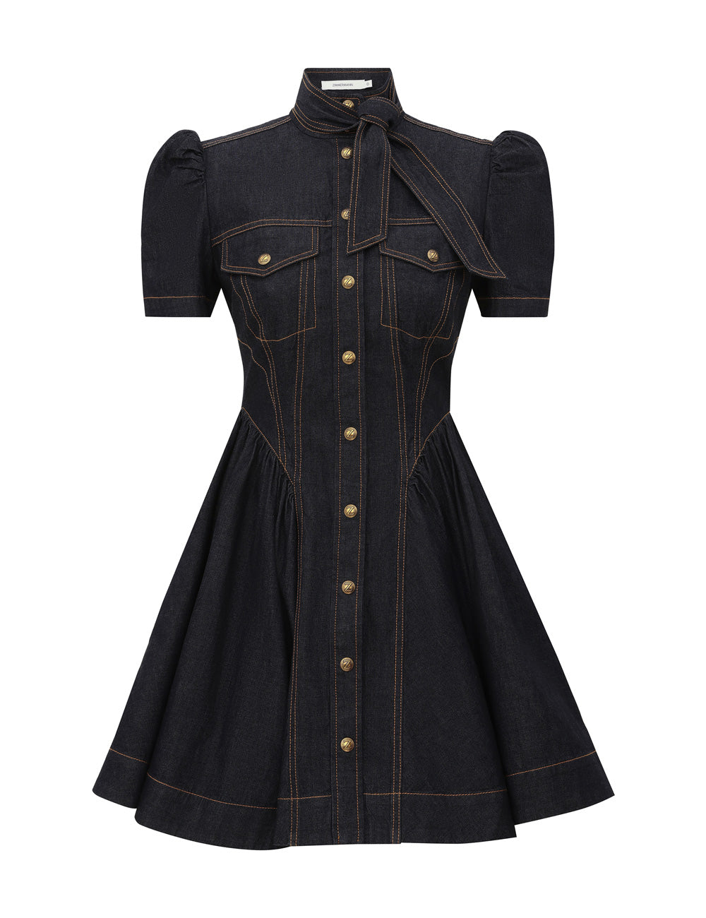 Zimmermann Denim Corset Mini Dress Onyx Blue