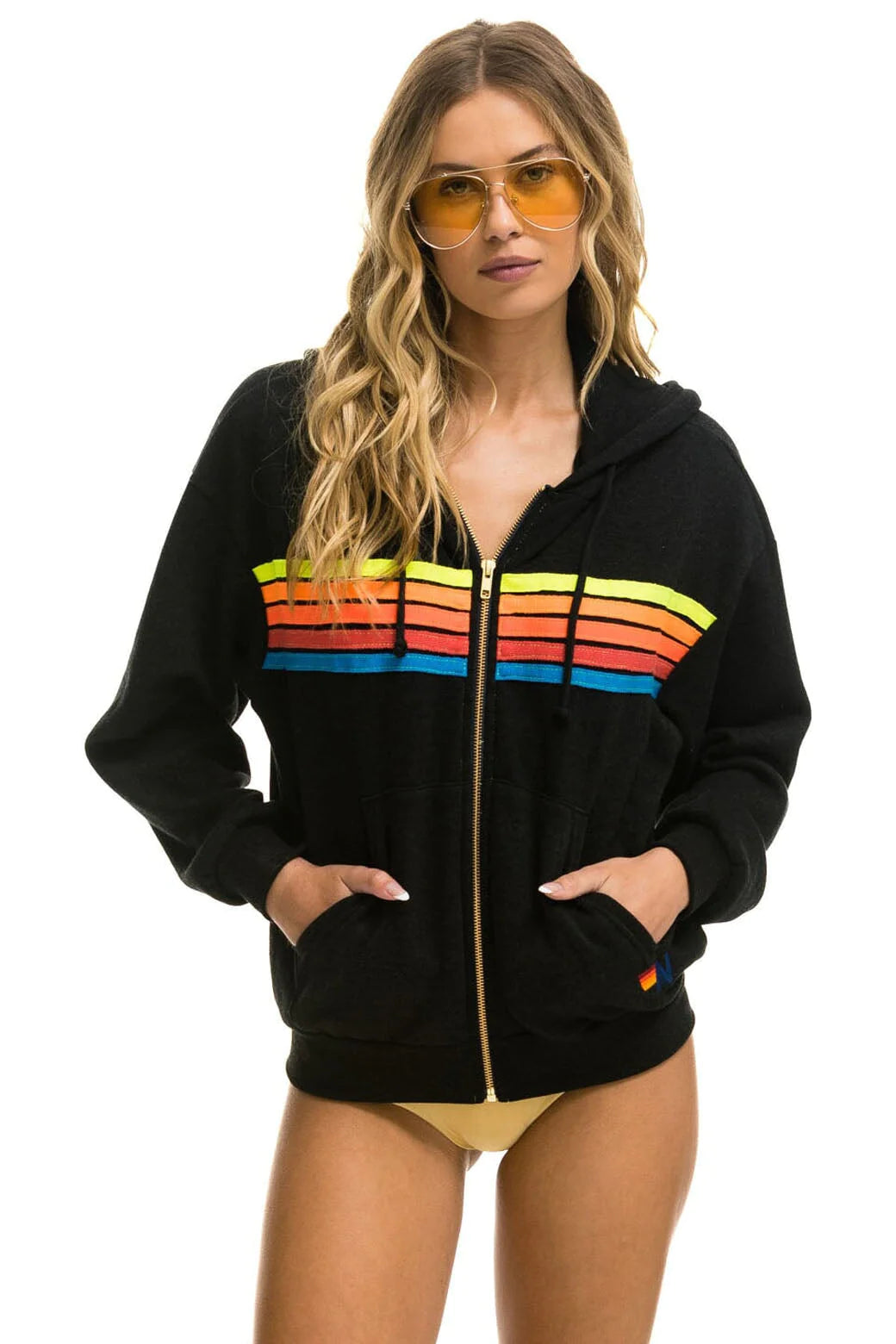 Rainbow striped zip up discount hoodie