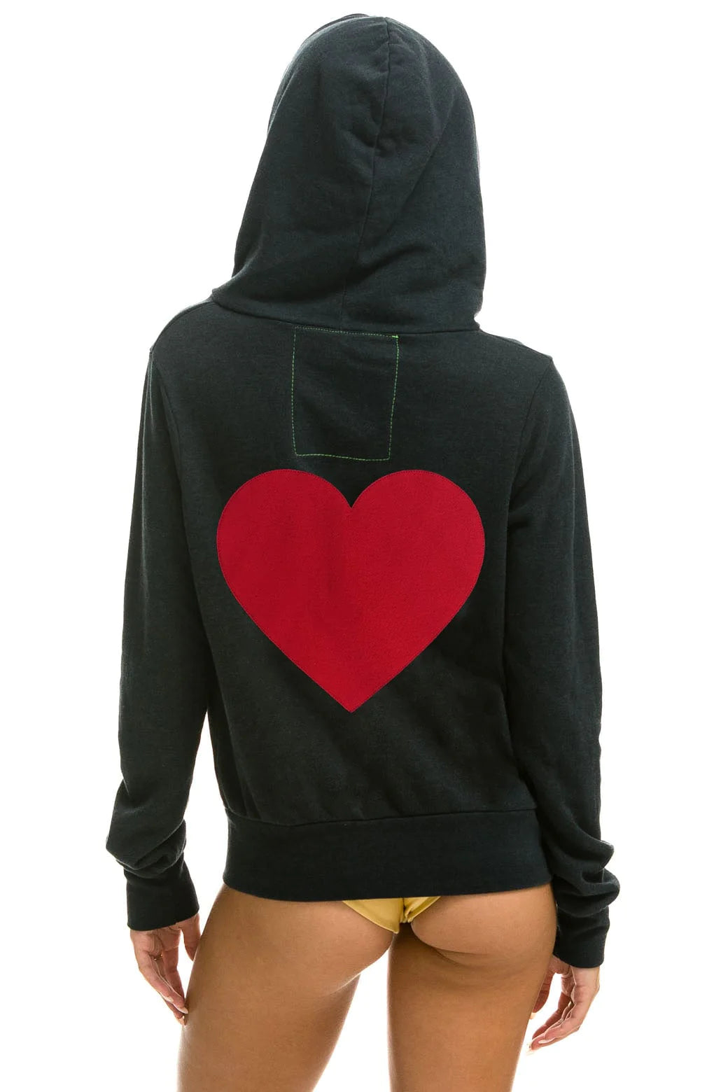 Aviator Nation Heart Stitch Zip Hoodie Charcoal ShopSixtyFive