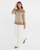 State Of Cotton The Kittery Stripe Cotton Sweater Light Camel Ivory