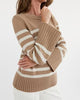 State Of Cotton The Kittery Stripe Cotton Sweater Light Camel Ivory
