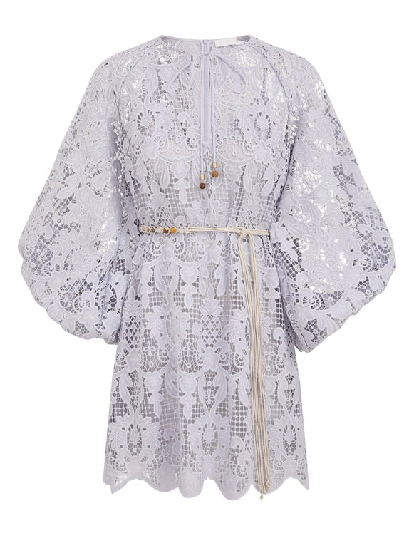 Zimmermann Coco Lace Tunic Mini Dress Powder Blue