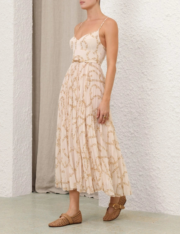 zimmermann pleated tier picnic dress Cream Songbird Luna Buttoned Picnic Dress