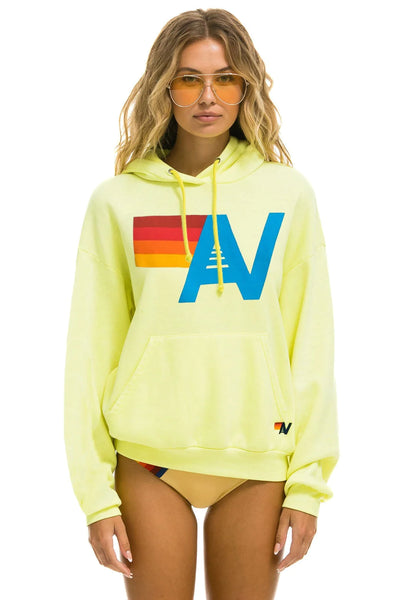 NWT Aviator Nation 5 Stripe Hoodie Honey Neon Rainbow Mustard Yellow  Classic M